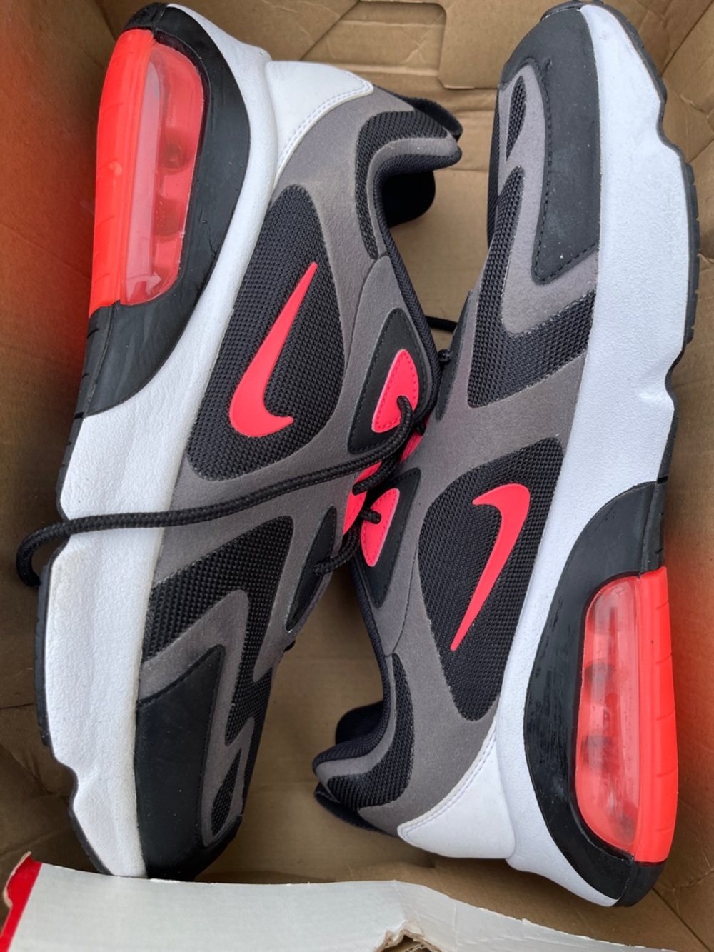 Nike Gray, Black & Red Air Max 200 Sneakers